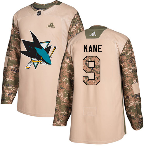 Adidas Sharks #9 Evander Kane Camo Authentic Veterans Day Stitched NHL Jersey